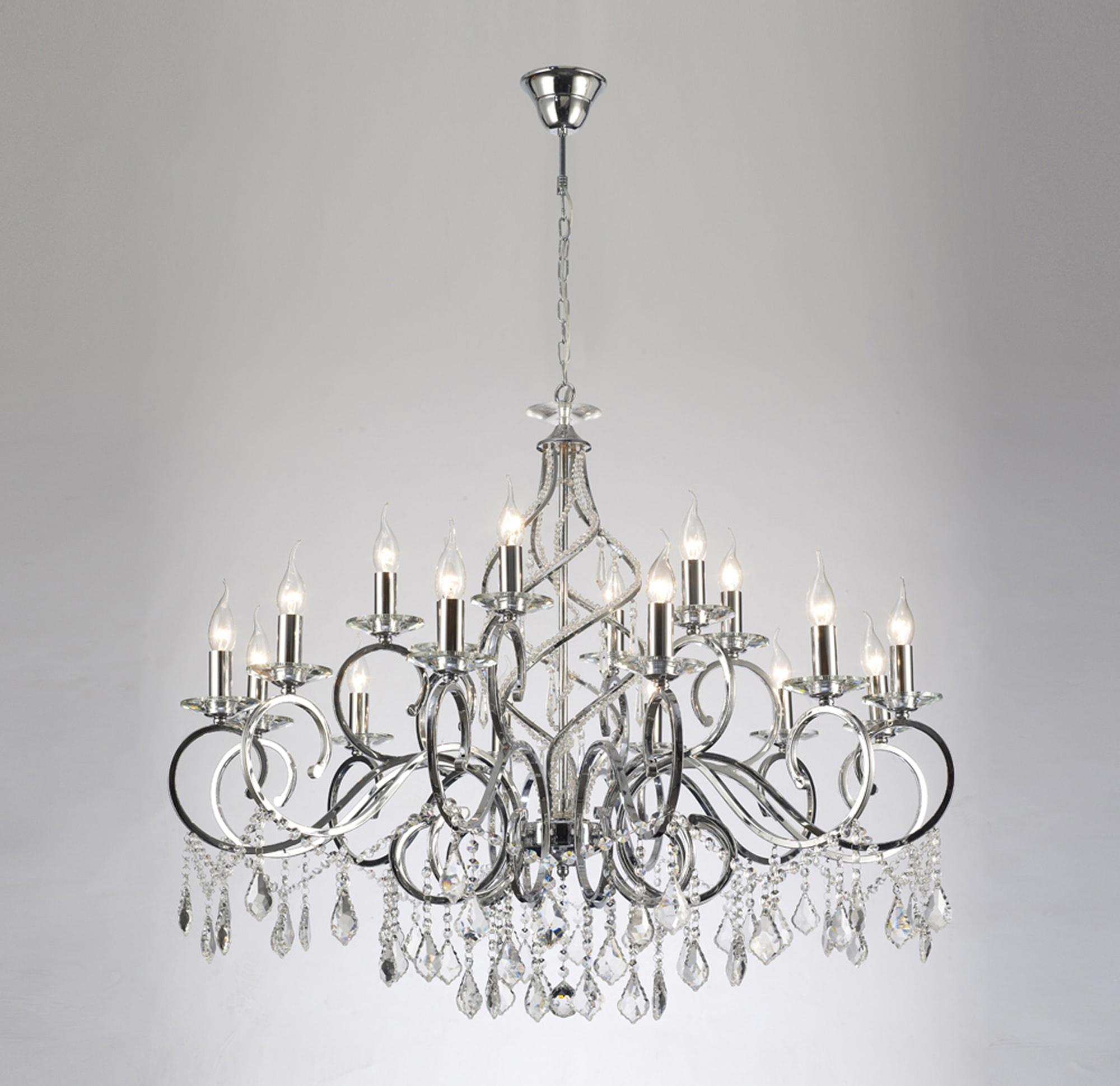 Torino Polished Chrome Crystal Ceiling Lights Diyas Tiered Crystal Fittings